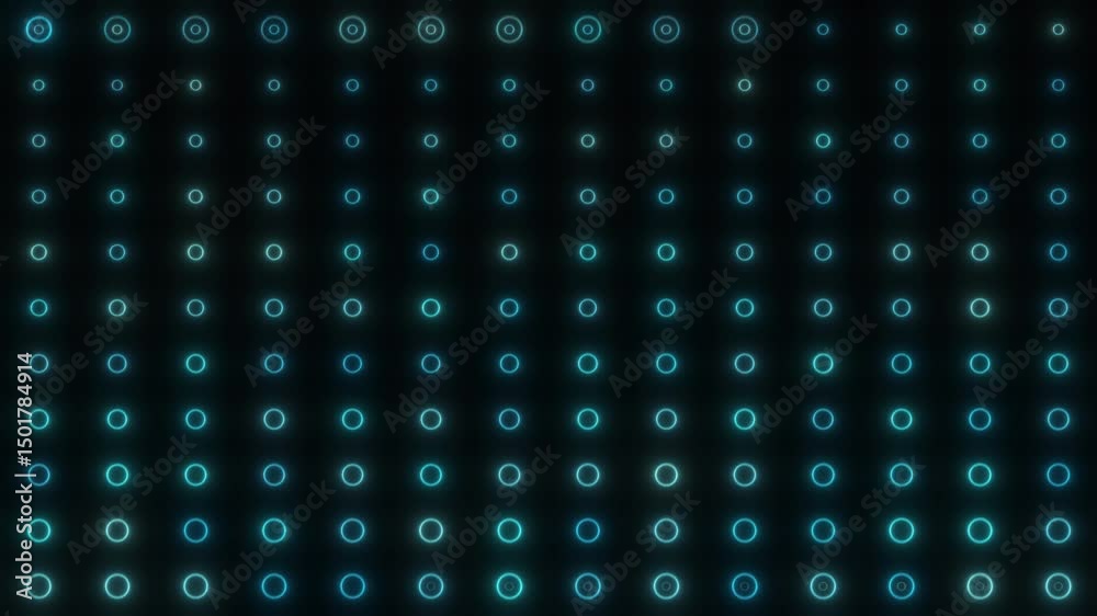 Abstract retro background with glowing pulsing circles, hud screen, hologram animation