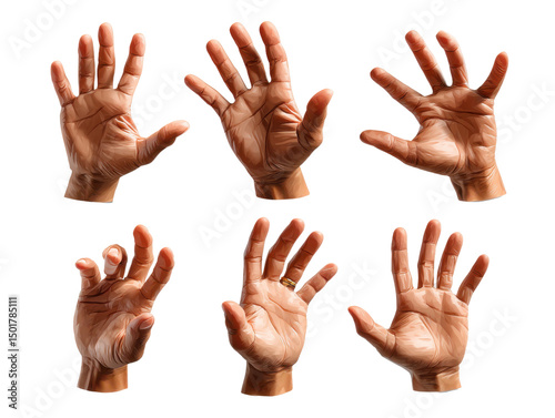 The Art of Gesture: A comprehensive display of hands in various expressive poses, capturing the essence of communication and human connection, set against a clean backdrop.