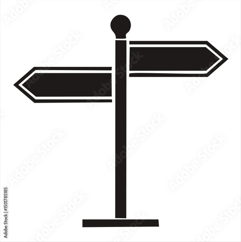 Simple black and white directional signpost icon