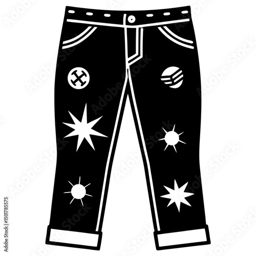 Distressed Punk Jeans with Band Logos