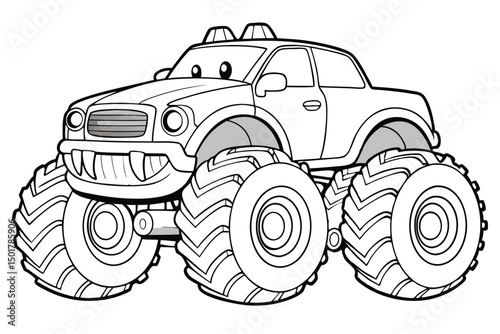 Cartoon Monster Truck Coloring Page Illustration