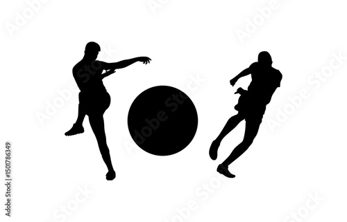 Two football players are practicing football on the football field vector.
