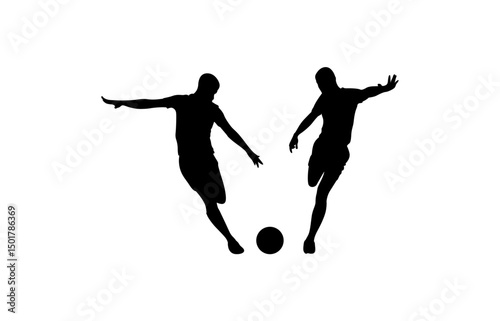 Two football players are practicing football on the football field vector.