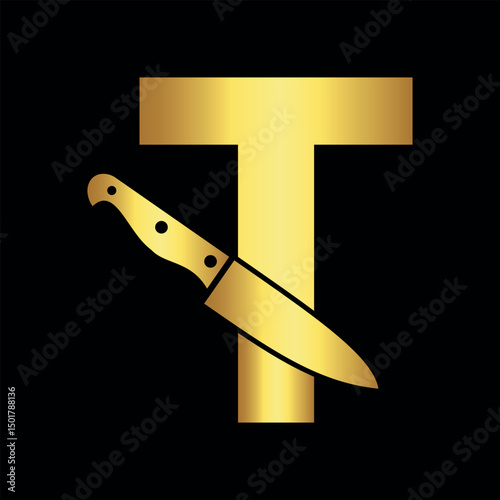 Knife Logo combine with letter W vector template