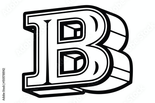 Three Dimensional Isometric Bold Letter B Design Element