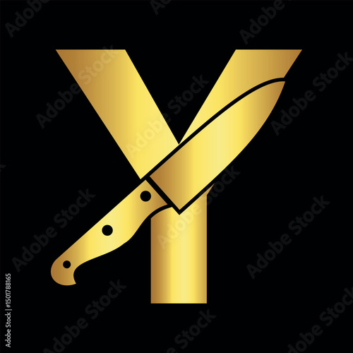 Knife Logo combine with letter W vector template
