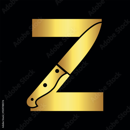 Knife Logo combine with letter W vector template