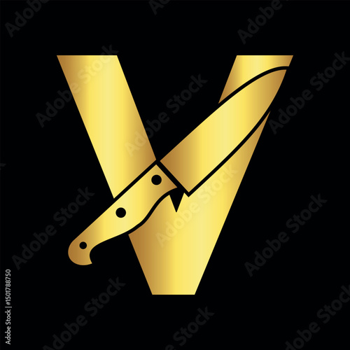 Knife Logo combine with letter W vector template