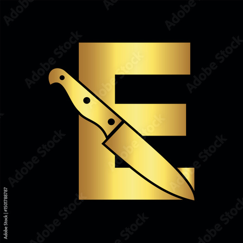 Knife Logo combine with letter W vector template