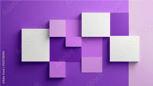 Abstract purple square design with geometric patterns and digital texture