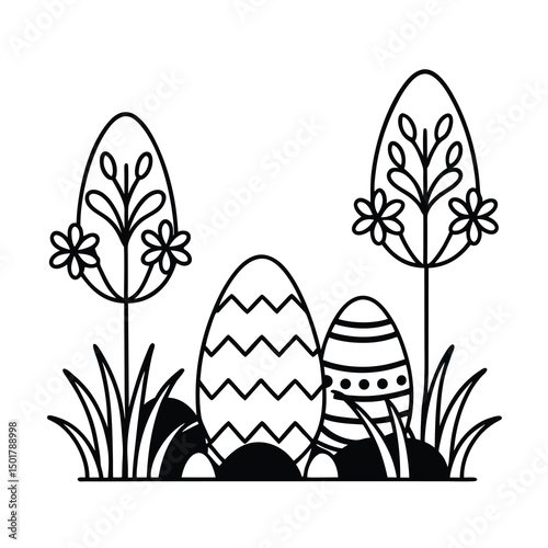 easter eggs in the garden