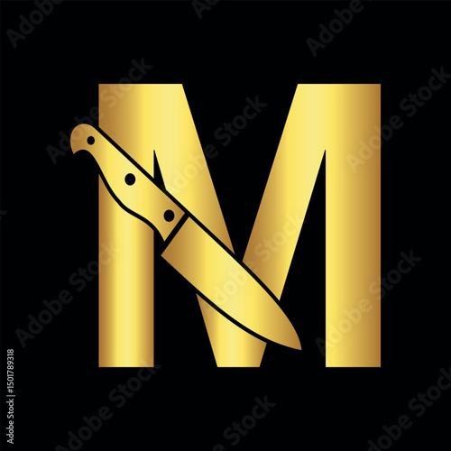 Knife Logo combine with letter W vector template