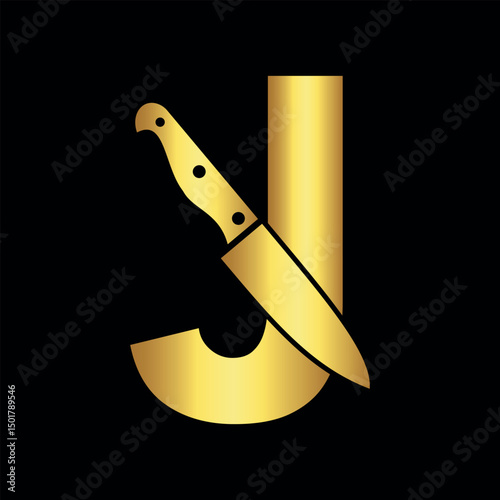 Knife Logo combine with letter W vector template