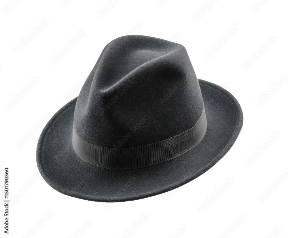 Classic black fedora hat for stylish wear and accessories, cut out transparent Classic black fedora hat for stylish wear and accessories, cut out transparent