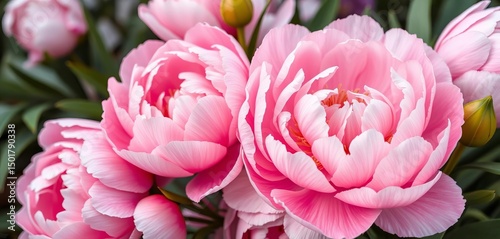 Fototapeta Naklejka Na Ścianę i Meble -  Soft pink peony blooms, delicate petals, floral texture background, background, pink peony