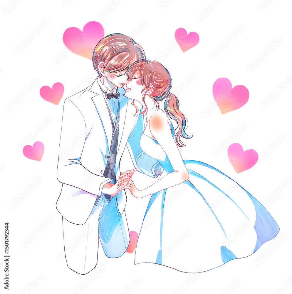 手を繋ぐ新郎新婦 手を繋ぐ新郎新婦