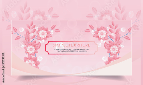 Abstract pink  background with transparent flowers, transparent magnolia Illustration flower frame or border