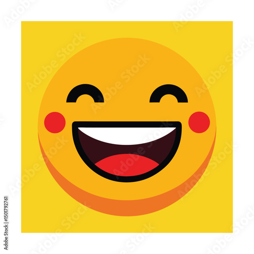 Cheerful smiley face with open mouth depicting happiness and positive emotions perfectly