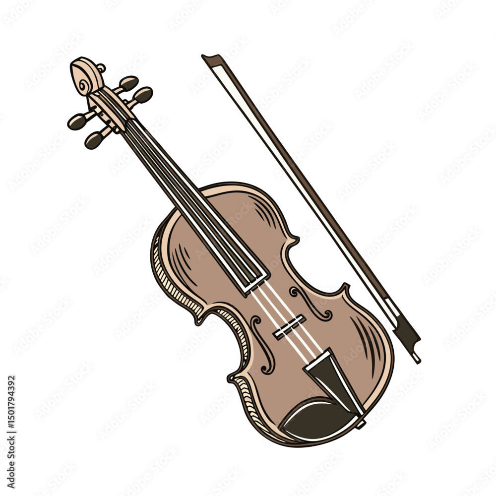 Obraz premium Vector Illustration of Musical Instrument Violin.