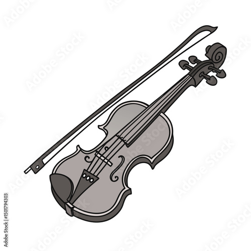 Vector Illustration of Musical Instrument Violin.