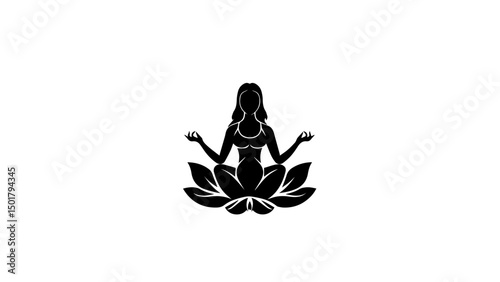 Meditative figure surrounded by lotus petals invoking tranquility in a serene, zen-inspired atmosphere