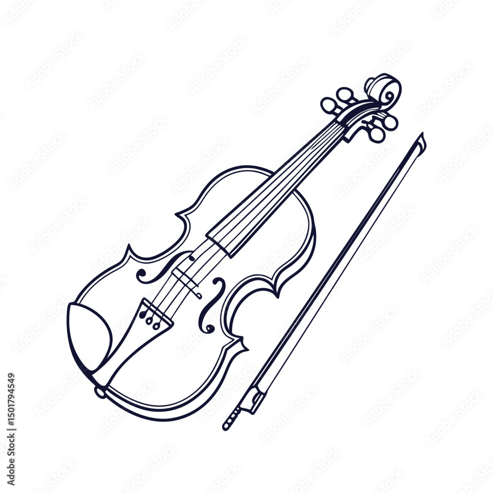 Obraz premium Violin Silhouette Vector isolated on white