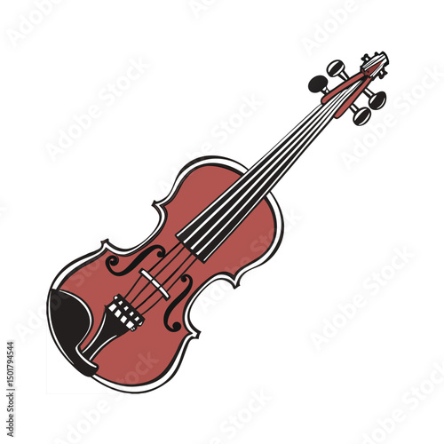 Vector Illustration of Musical Instrument Violin.