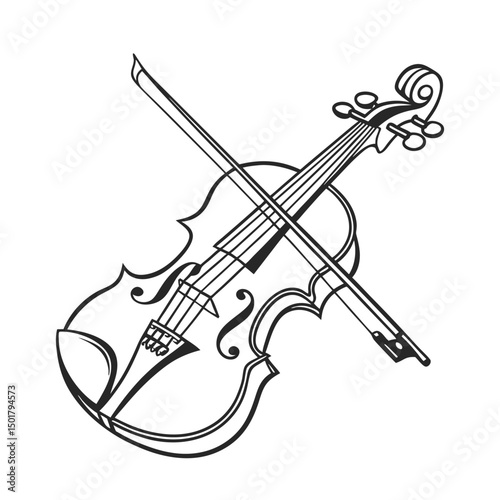 Violin Silhouette Vector isolated on white