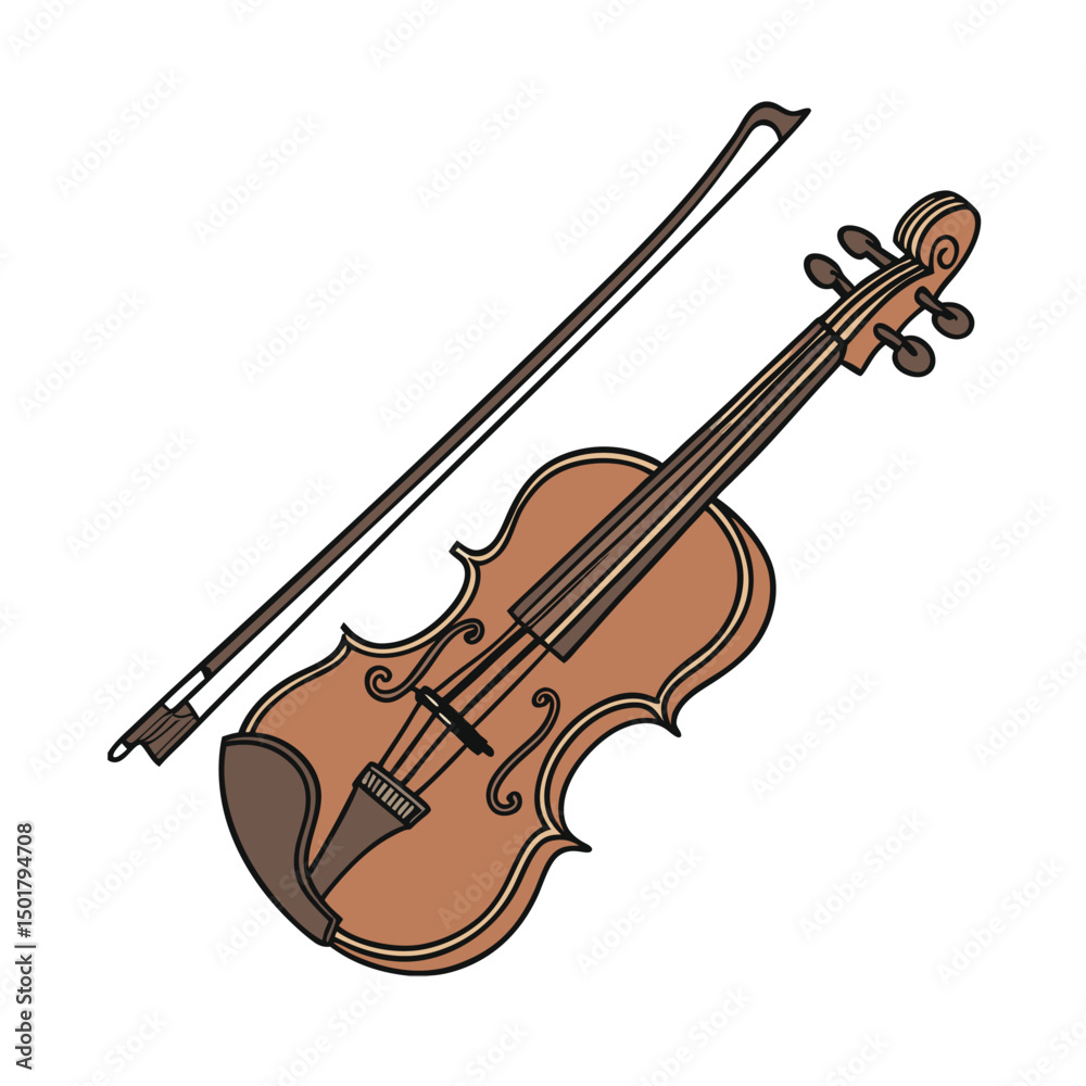 Fototapeta premium Violin Vector Illustration of Musical Instrument.