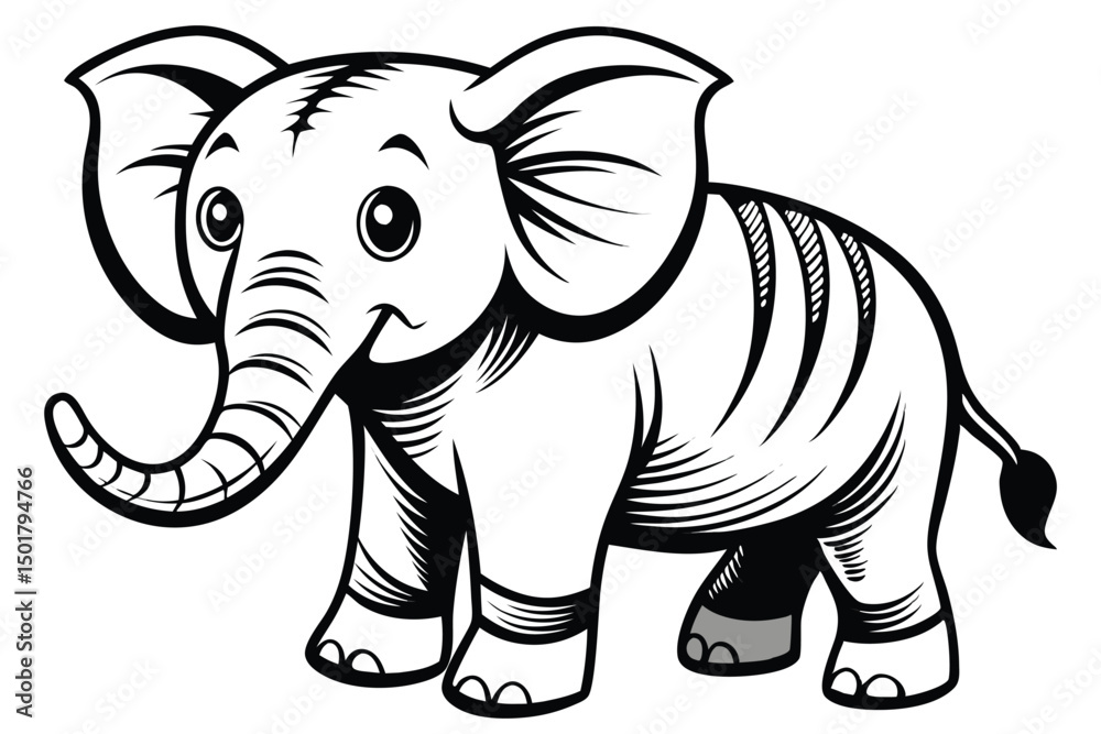 Fototapeta premium Cute baby elephant cartoon character vector illustration for wild safari nature design