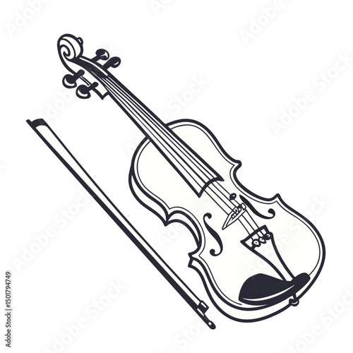 Violin Silhouette Vector isolated on white