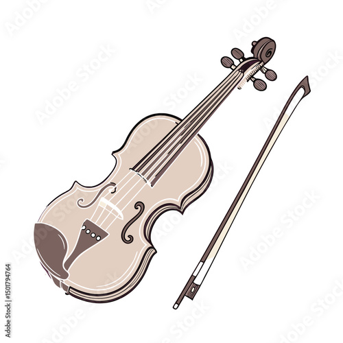 Violin Vector Illustration of Musical Instrument.