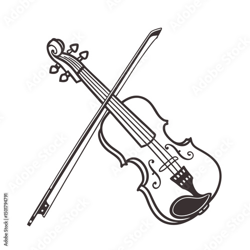 Violin Silhouette Vector isolated on white