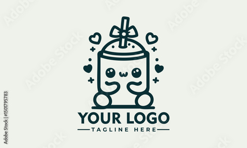 Cute chibi cartoon cat character with sparkling star eyes and adorable expression in kawaii illustration. Character concept
