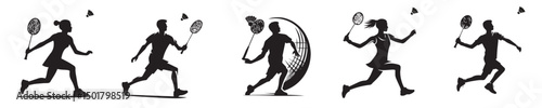 badminton athlete silhouette vector
