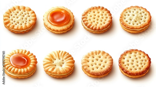 Assorted sandwich cookies, top view