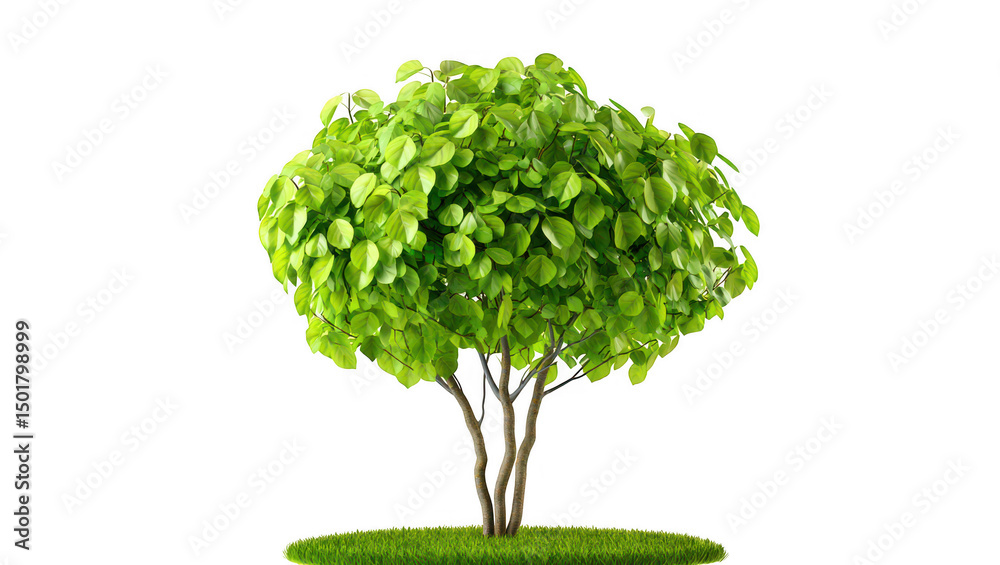 Fototapeta premium Lush green tree isolated on transparent background ideal for design projects