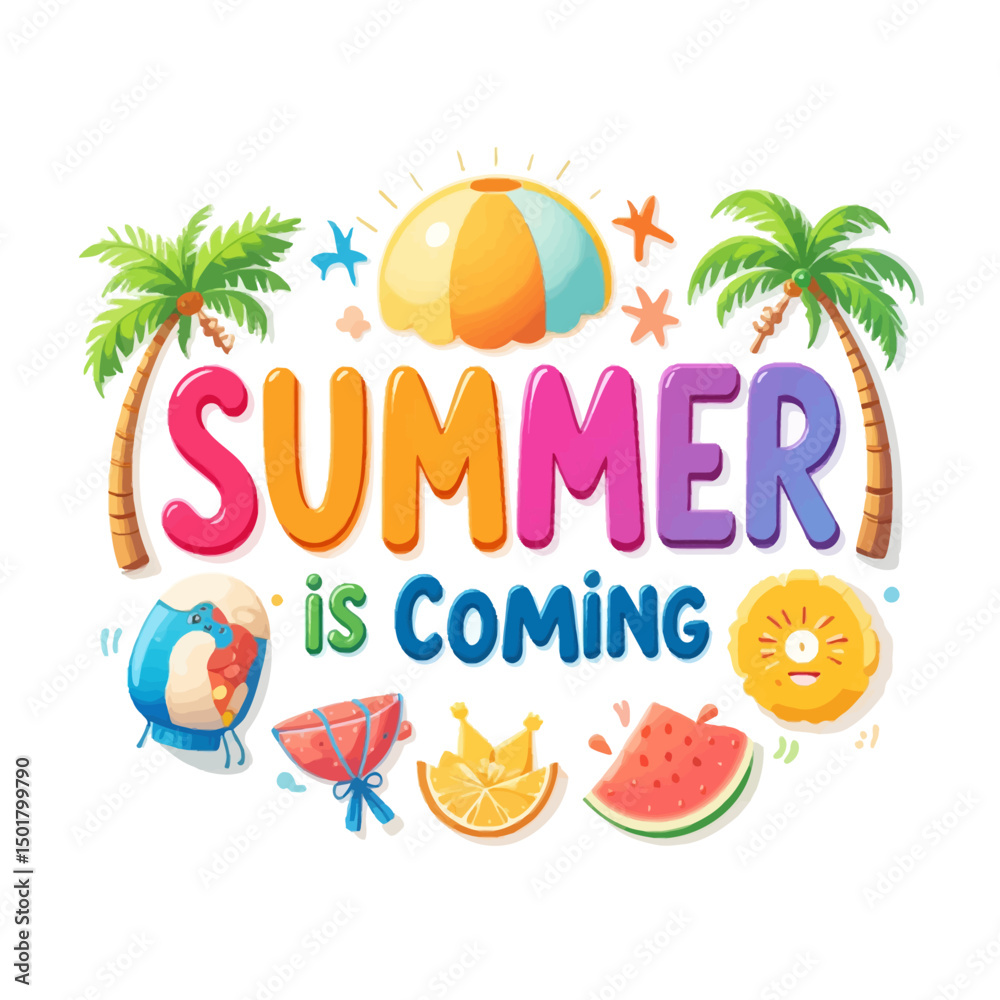 Naklejka premium Summer is Coming with Summer icons