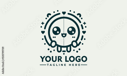 Cute chibi cartoon cat character with sparkling star eyes and adorable expression in kawaii illustration. Character concept
