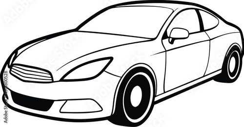 Car Outline Drawing Vector Illustration

