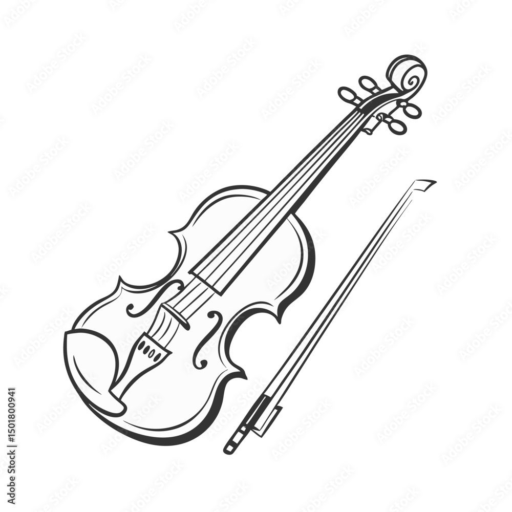 Obraz premium Violin Silhouette Vector isolated on white