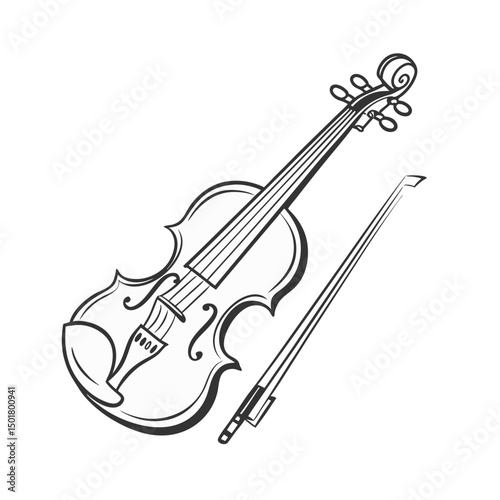 Violin Silhouette Vector isolated on white