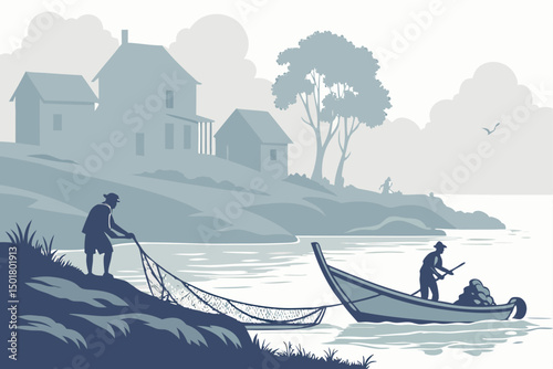 fishing boat in the fog