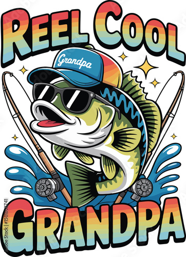Reel cool grandpa fishing father's day t shirt design-01