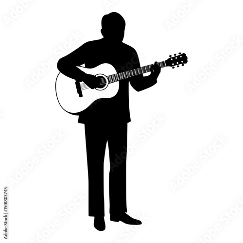 musician playing classical guitar Silhouette illustration