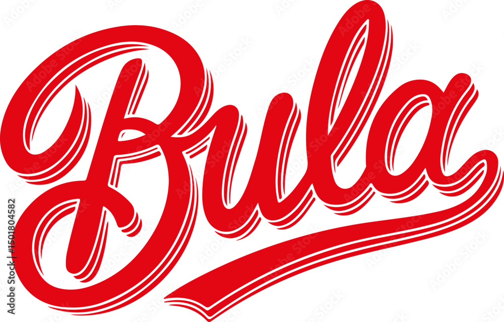 Obraz premium Red Bula Script Text.