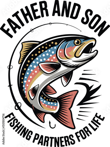 father and son fishing  graphic