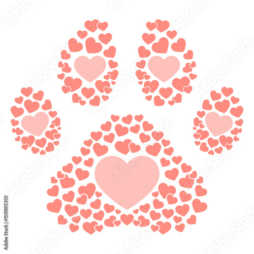 Dog footprint hearts flat