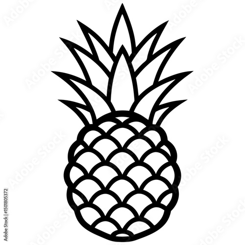 Vector illustration of a whole fresh tropical ripe pineapple, isolated on white for a healthy fruit diet