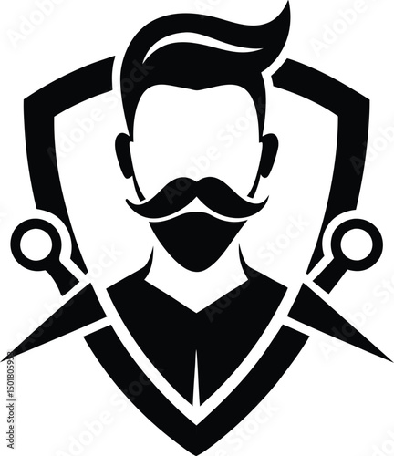 Barber Scissor Silhouette Logo Art 